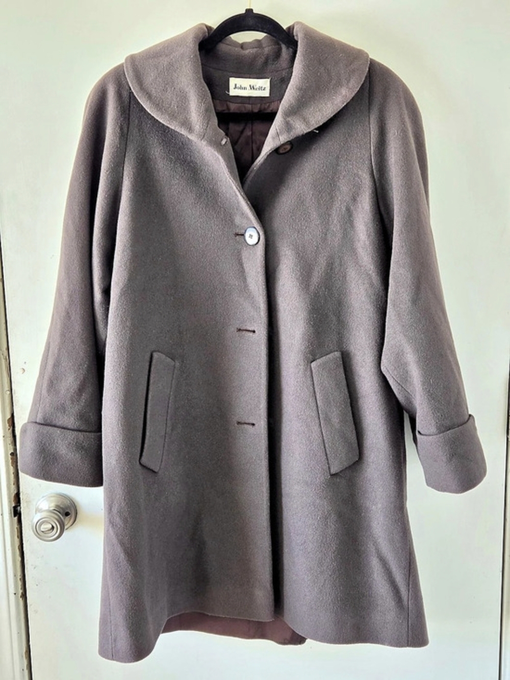 Vintage John Weitz Forstmann 100% Wool Coat Womens Gray USA Made Swing